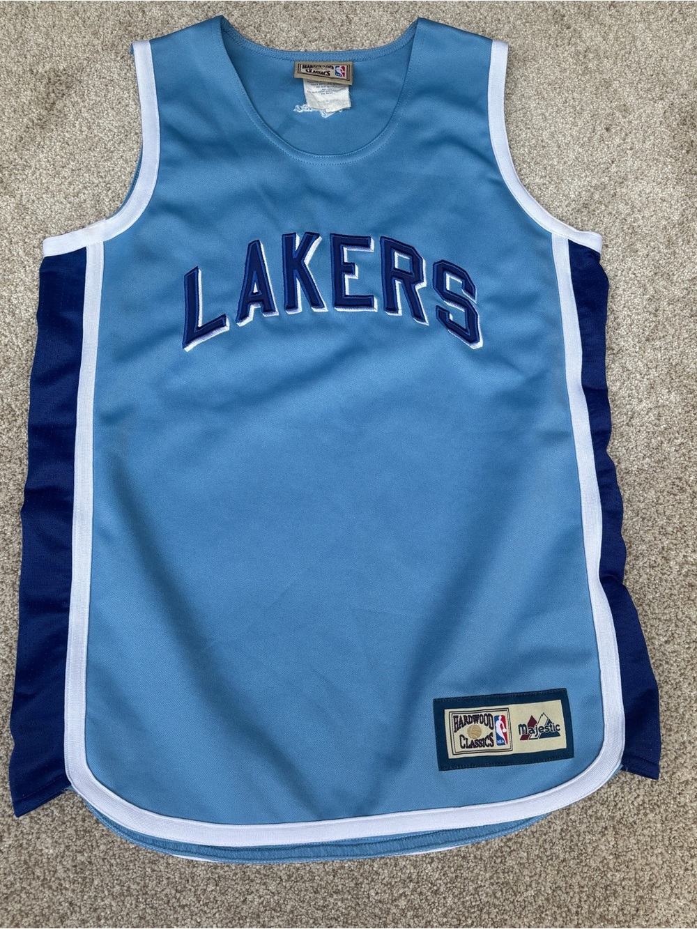 VTG  Los Angeles Lakers Majestic Hardwood Classic NBA Large Powder Blue @READ@